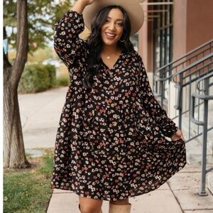 HAYDEN LA Womens Floral Black‎ Babydoll Dress Size Small